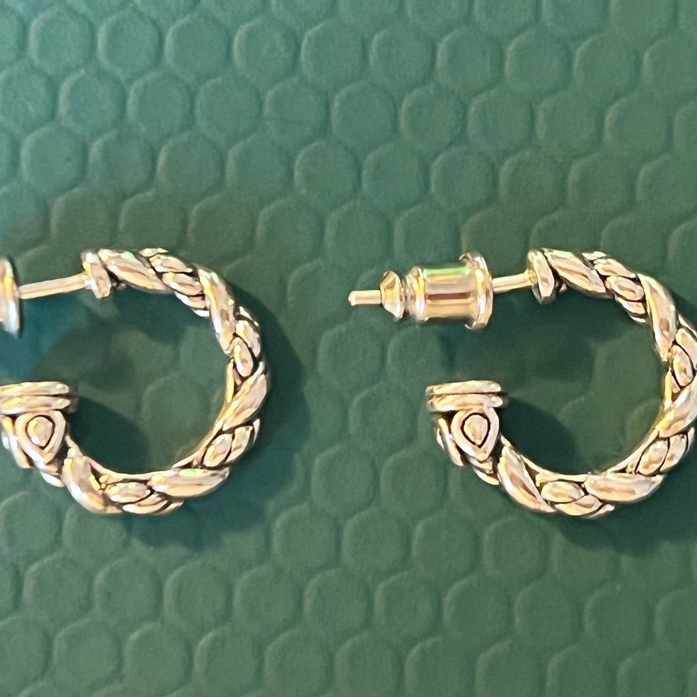 John Hardy JAI Twisted Sterling Silver Hoop Earrings